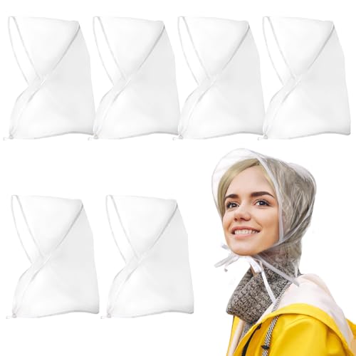 PALAY 6pcs Women Rain Bonnet Wide Brim Rain Cap Easy Tie-up Rain Cap Head Wrap Cover Transparent Rainproof PE Portable Rain Cap Rain Hat PALAY 6pcs Women Rain Bonnet Wide Brim Rain Cap Easy Tie-up Rain Cap Head Wrap Cover Transparent Rainproof PE Portable Rain Cap Rain Hat